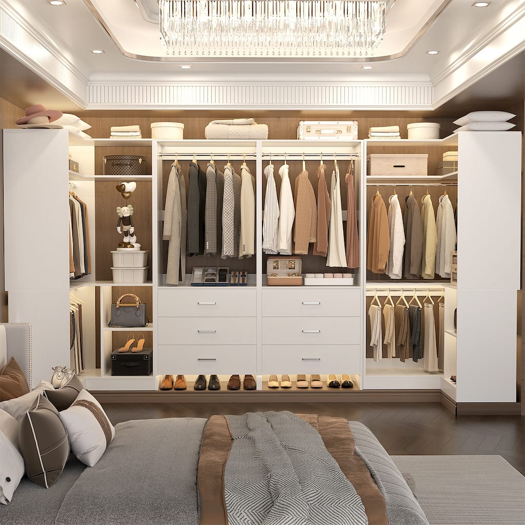 Cimly Set of 4 Closet Organizer with Drawers, U Shaped Freestanding Closet System