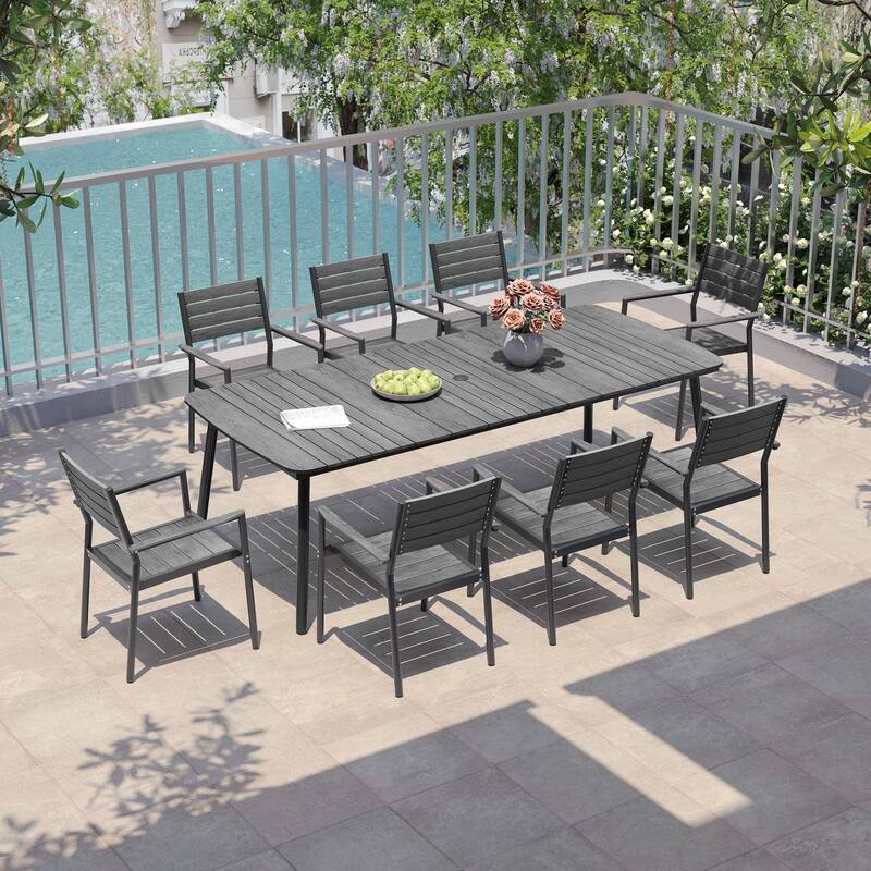 Pellebant Patio Dining Table Rectangular Aluminum Outdoor Table