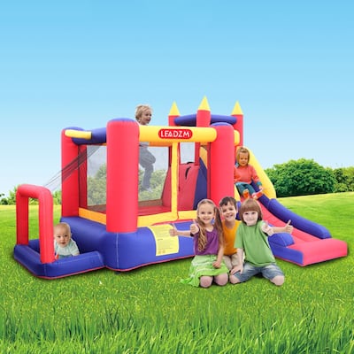 Inflatable Bouncer House with Air Blower, Jumping Castle with Slide, Family Backyard Bouncy Castle