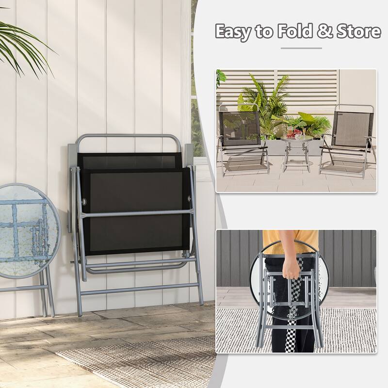 Gymax 3 Piece Patio Folding Chair Set w/ Coffee Table & Extra-Large
