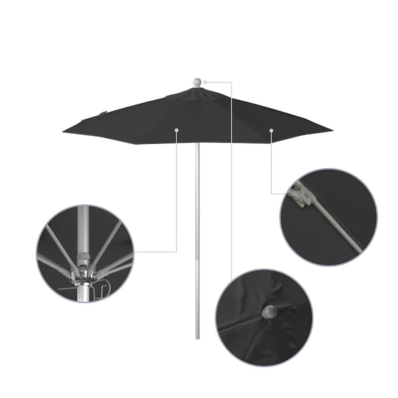 California Umbrella 75' Venture Series Patio Umbrella, Silver Aluminum Pole Fiberglass Ribs Push Lift Pacifica