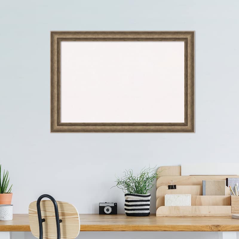 Angled Bronze Wood Framed White Corkboard Bulletin Board