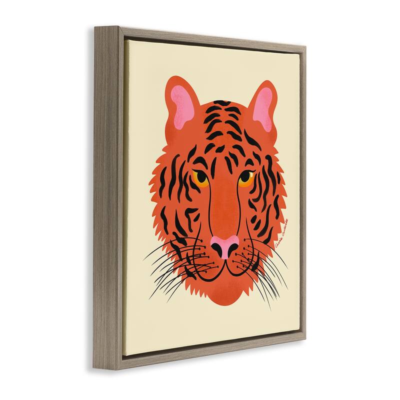Stupell Modern Wild Tiger Face Framed Floater Canvas Wall Art Design By Carrie Cantwell