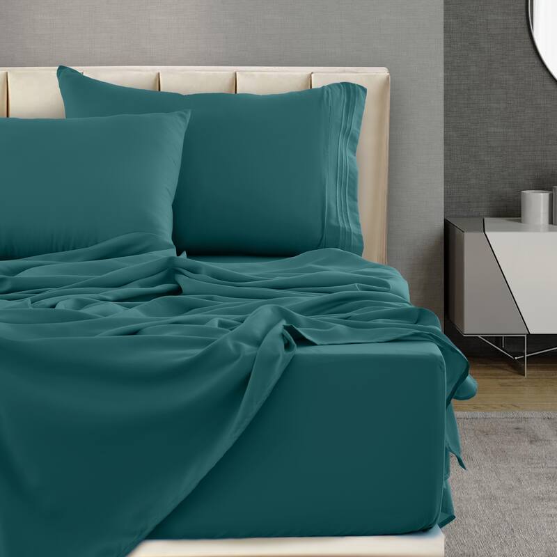 6 Piece Bed Sheet Set Deep Pocket Ultra Soft Microfiber Bedding Sheets