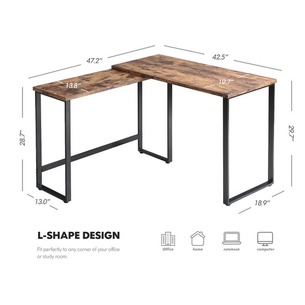 FITUEYES 360 Rotating L Shaped Desk Corner Table
