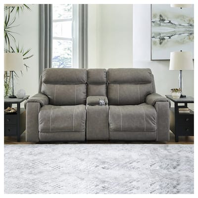 Signature Design by Ashley Starbot Gray 3-Piece Power Reclining Sectional Loveseat with Console - 87"W x 42"D x 42"H