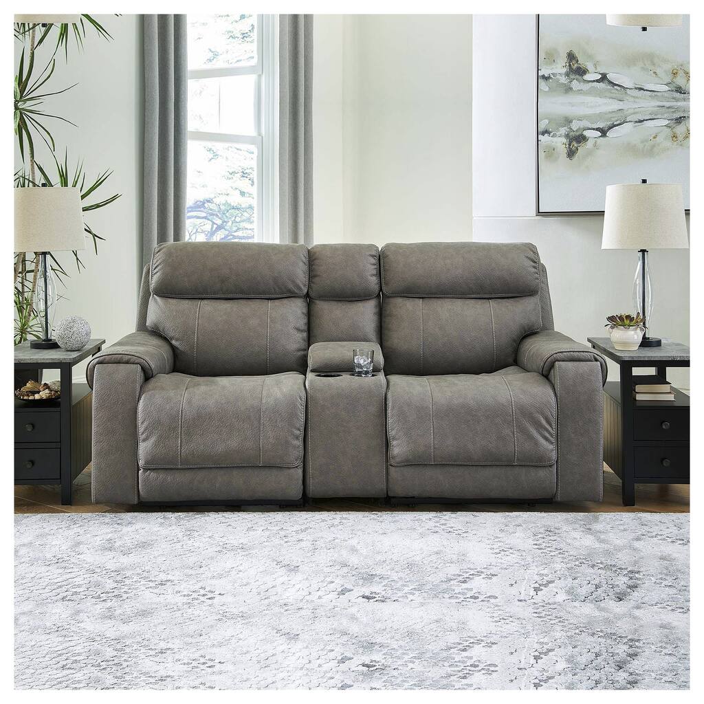 Signature Design by Ashley Starbot Gray 3-Piece Power Reclining Sectional Loveseat with Console - 87"W x 42"D x 42"H