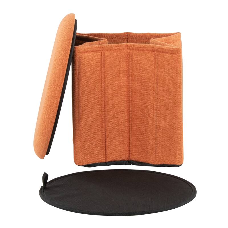 Lindsey Contemporary/Glam Folding Storage Ottoman in Velvet by LumiSource - Orange
