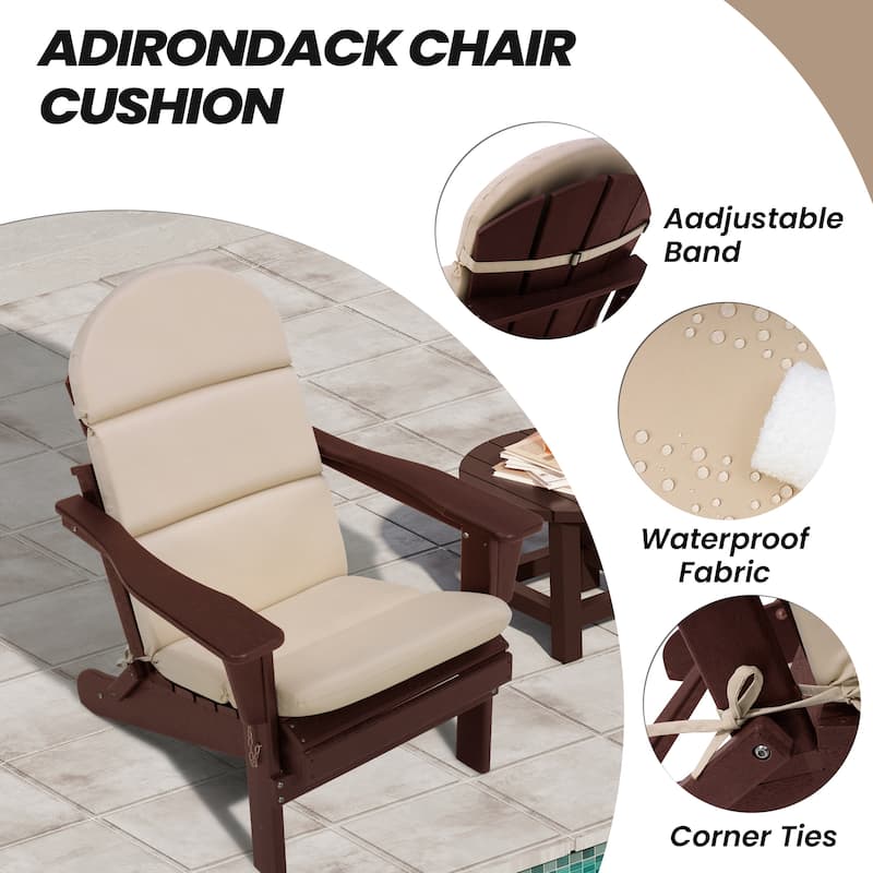 Patio Outdoor Adirondack Chair Cushion with Ties