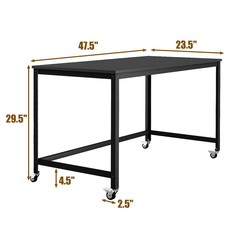 Mobile Computer Desk Simple Style Rolling Home Office Study Table