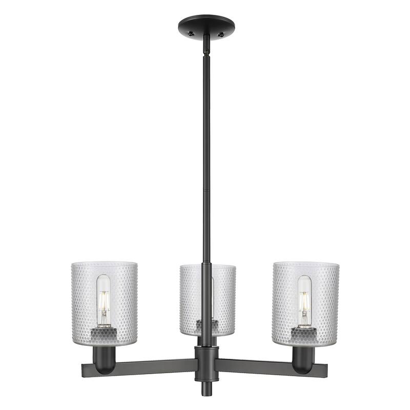 Innovations Lighting Endless Possibilities Arcadia - Cobbleskill - 3 Light 27" Stem Hung Chandelier - Clear/Matte Black