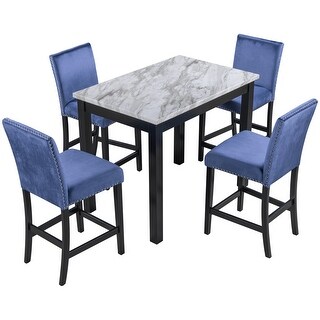 Nestfair 5-Piece Counter Height Dining Table Set with 4 Upholstered ...