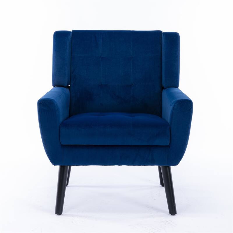Stylish Upholstered Seating Armchair with Tapered Metal Legs, Light Blue Single Sofa Chair Accent Chair with Flared Armrests