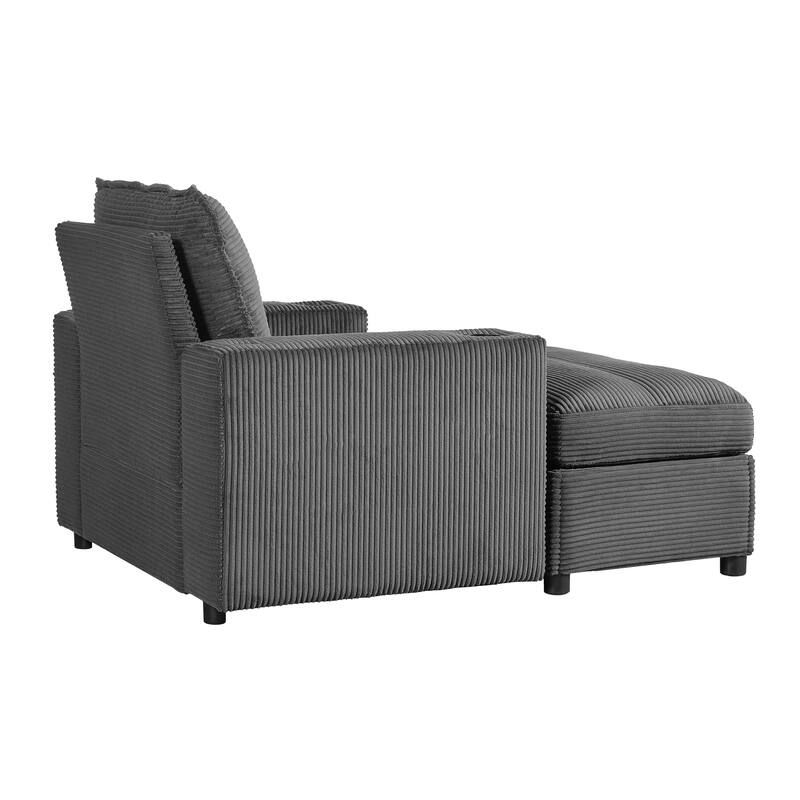 Christopher Knight Home - LuxeComfort Grey Oversized Corduroy Upholstered Chaise Lounge Chair with Storage Ottoman.