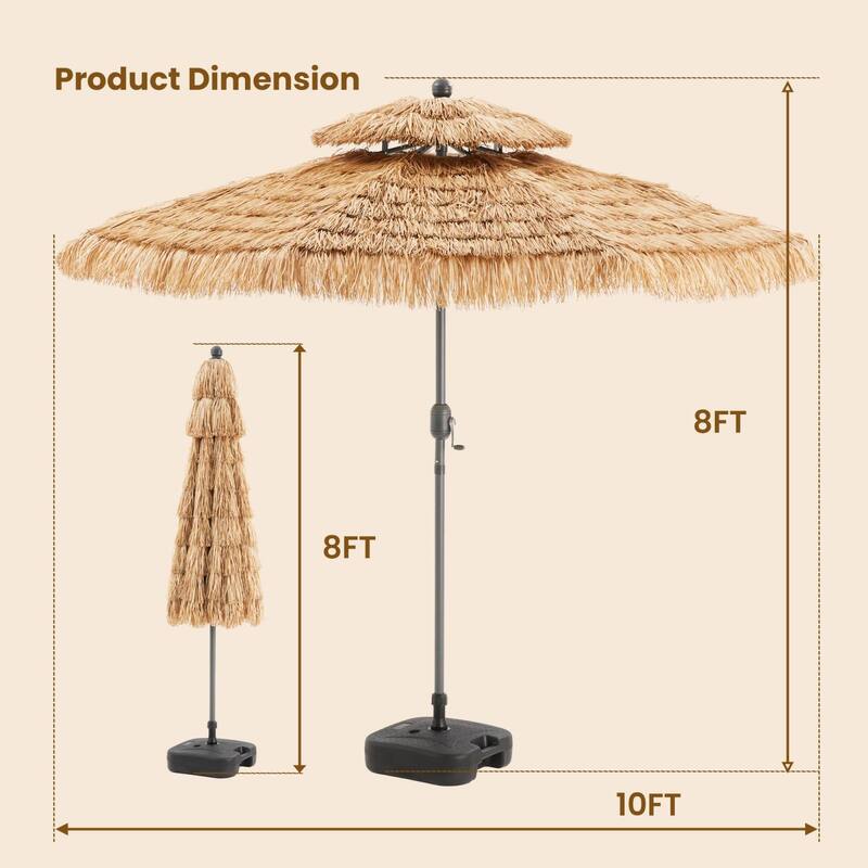 COSIEST 9FT/10FT Tiki Patio Umbrella,Adjustable Tilt,UV Resistant & Waterproof