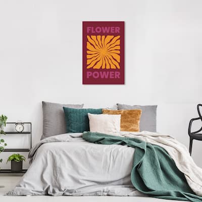 Wynwood Studio Canvas Advertising Flower Power in Autumn Orange and Apricot Modern & Contemporary Wall Art Canvas Print