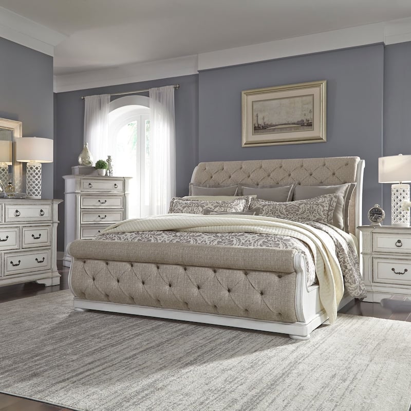 Liberty Furniture Abbey Park Upholstered Sleigh Bed, Dresser & Mirror, Chest, Nightstand- California King, King, Queen - Bed, Dresser & Mirror, Chest, Nightstand - King