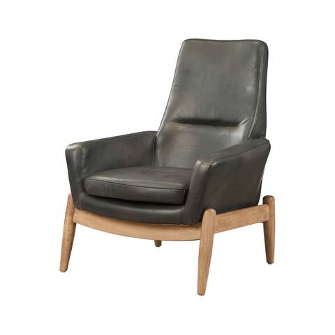 ACME Dolphin Flared Arm Accent Chair in Black and Oak
