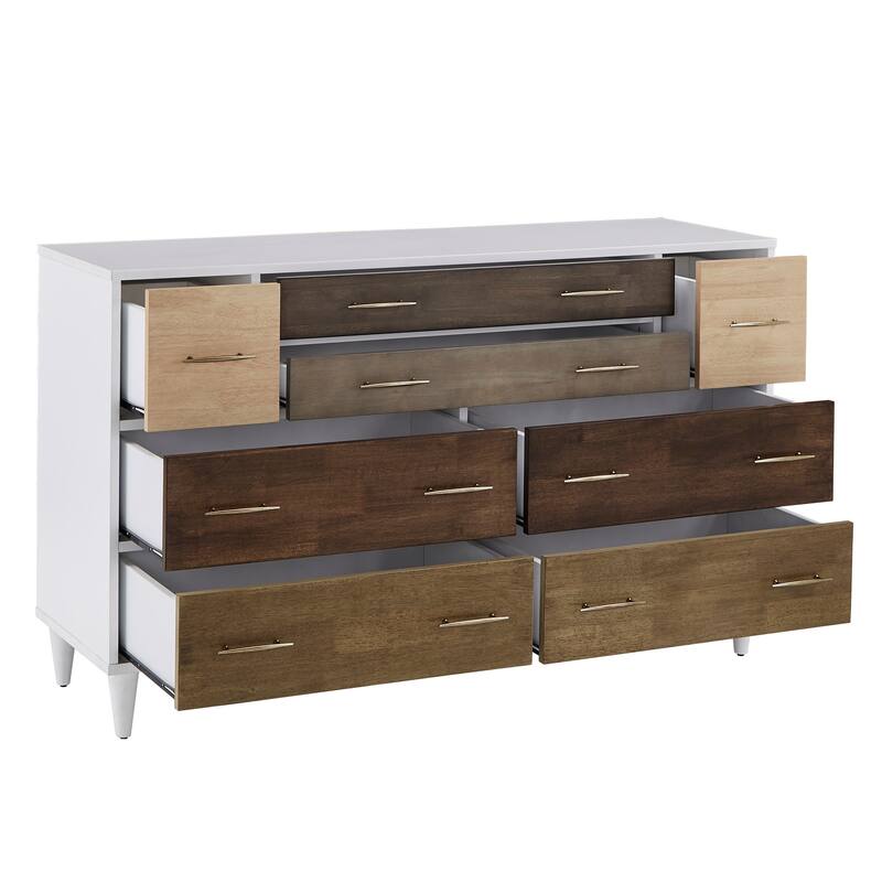 Prudence White and Natural Finish 8-Drawer Dresser by iNSPIRE Q Modern