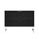 preview thumbnail 4 of 16, 31.5 Inch Wide Nightstand with 3 Drawers Black Wooden Bedside Table