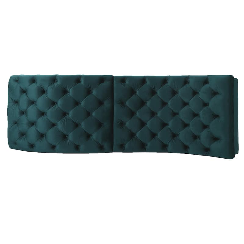 Roomfitters Tufted Velvet Chaise Lounge, Modern Recliner with Arched Back and Wooden Legs