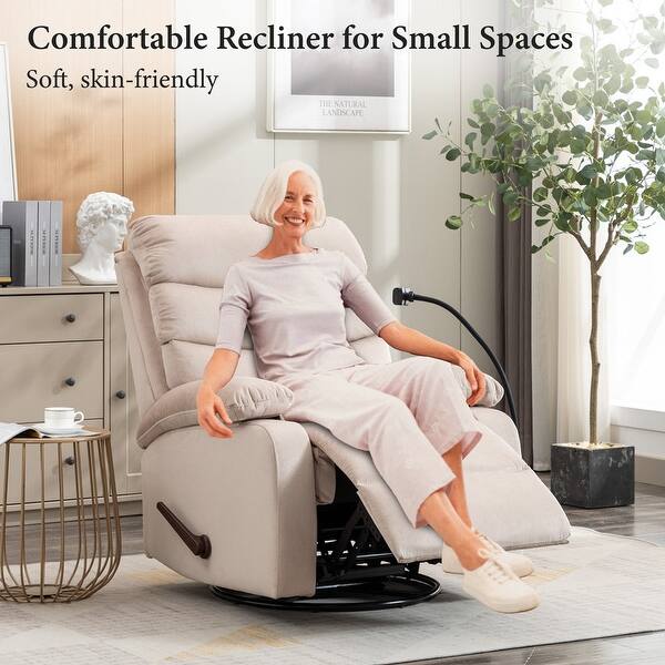 Garvee Rocking Recliner Chair, 360° Swivel Rocker Chair For Living Room, Upholstered
