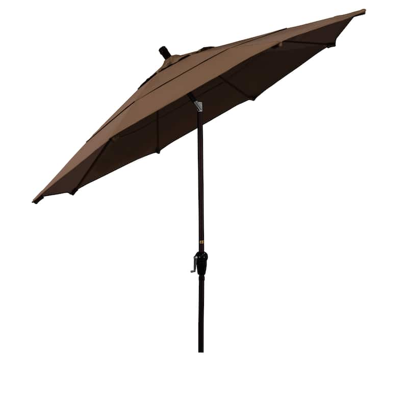 California Umbrella 11' Rd Sunset Series Patio Umbrella Bronze Aluminum Frame Crank Lift Auto Tilt Sunbrella