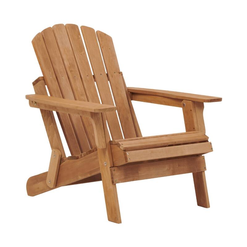 Oversize Wooden Outdoor Folding Adirondack Chair with Pre-Assembled BackRest & SeatBoard, for Garden Pool Deck Firepit