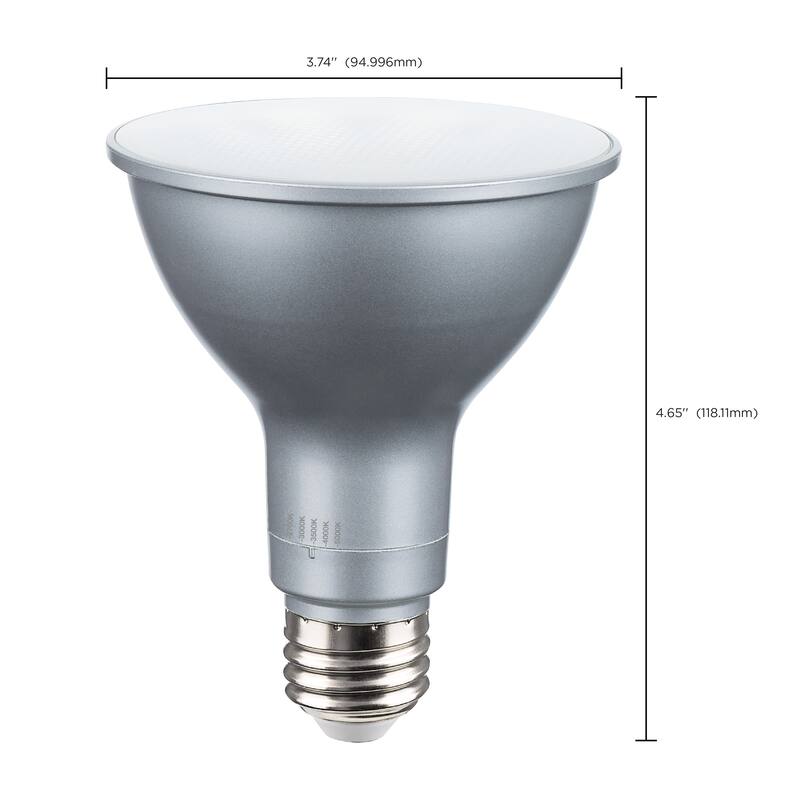 15W PAR30LN LED Long Neck 27K/30K/35K/40K/50K CCT Selectable Medium Base 120V - Silver
