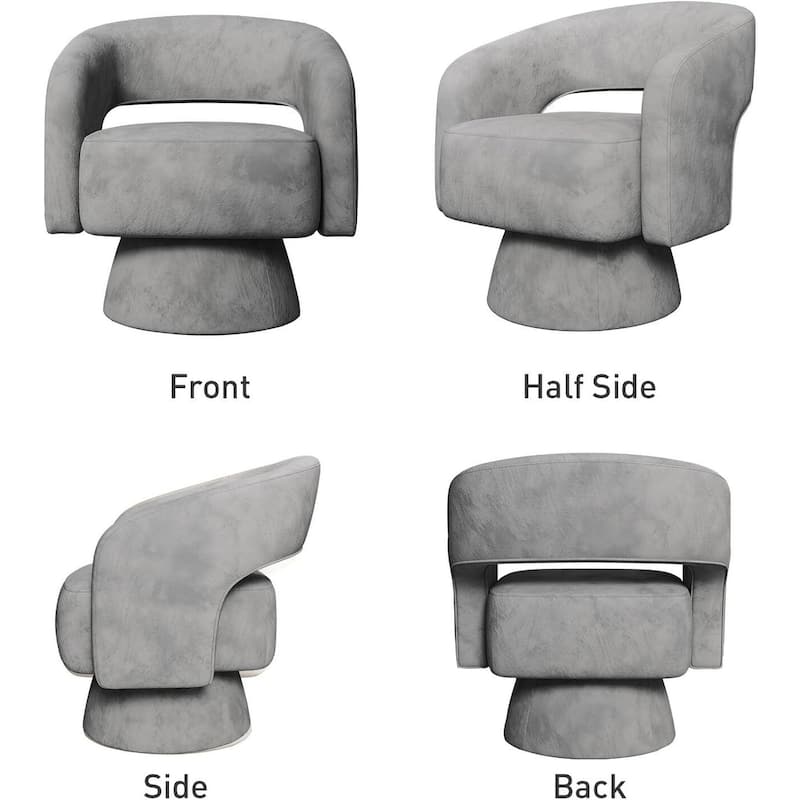 Swivel Barrel Chair,Velvet Accent Armchair 360 Degree Swivel Club Chair Vanity Chair for Living Room Bedroom Reception Room