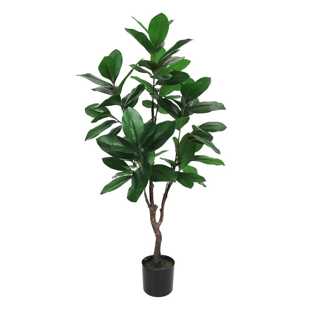 4ft Artificial Magnolia Tree Leaf Tree in Black Pot - 48" H x 25" W x 25" DP