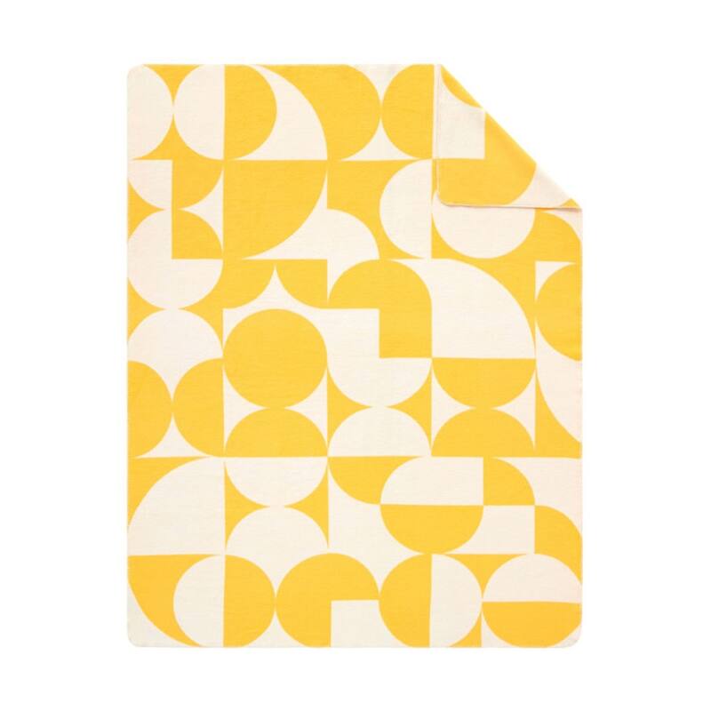 IBENA Lemon Yellow Retro Throw Blanket 'Kahulu'