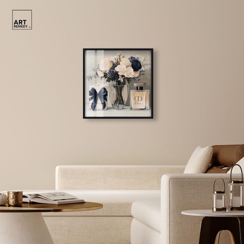 Ivory Perfume Flowers in Vase Shadowbox by Art Remedy
