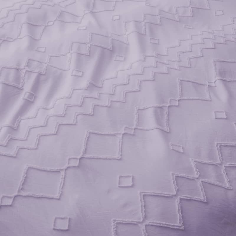Tufted Clipped Jacquard Geometric Duvet Cover & Pillowcase Set