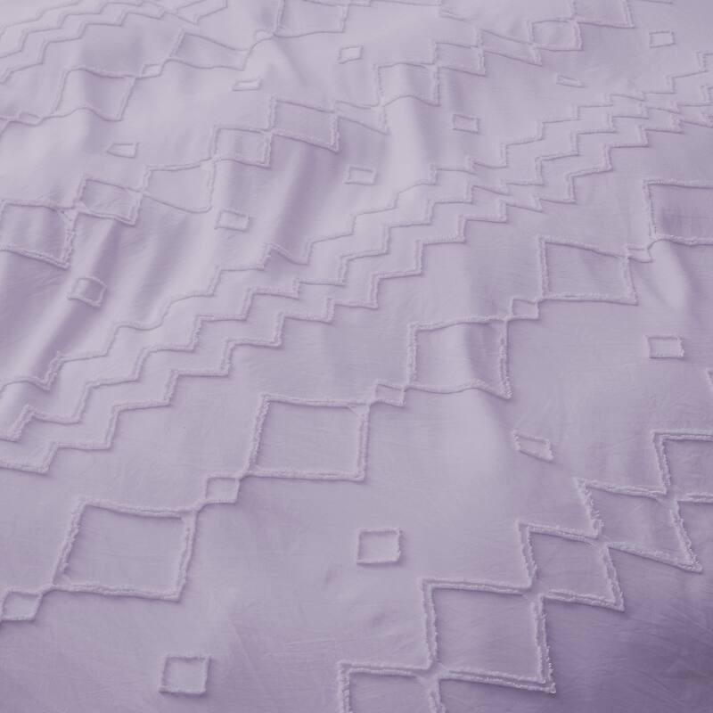 Tufted Clipped Jacquard Geometric Oversized Duvet Cover & Pillowcase Set