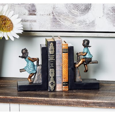 Polystone Eclectic Bookends People (Set of 2) - 5 x 4 x 8