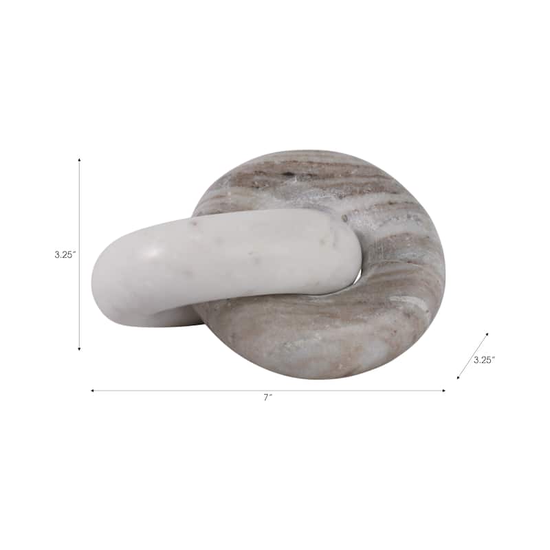 Stone Marble Decorative Object Intertwined Circular Design Handcrafted - 7" x 5" x 3"