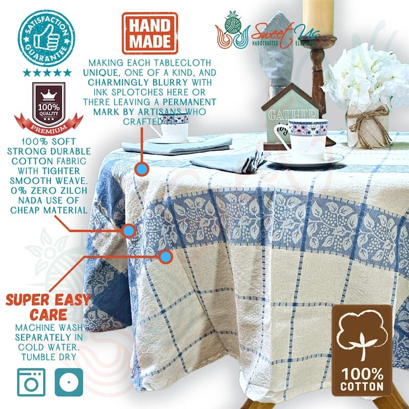 Luxurious Floral Jacquard Cotton Tablecloth Collection