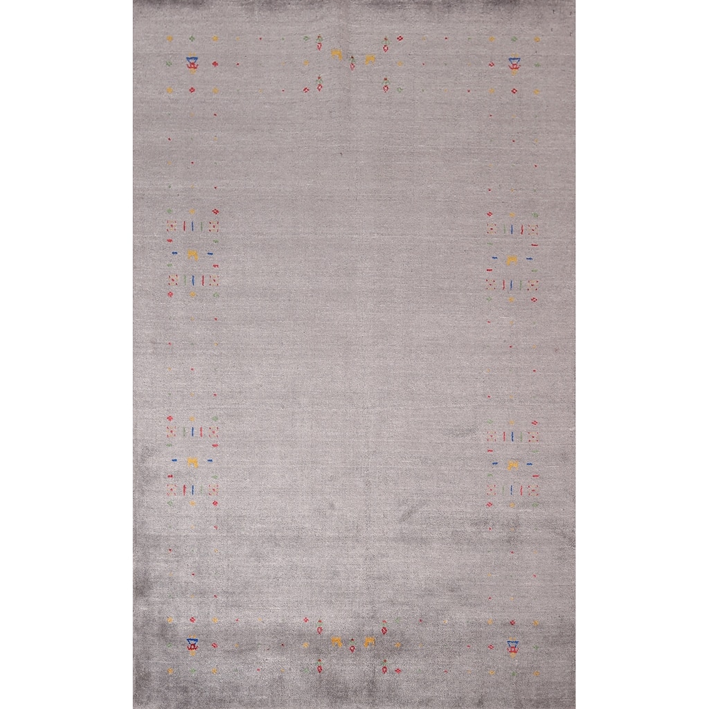 Gabbeh Indian Area Rug Hand-Knotted Tribal Wool Carpet - 5'3"x 7'9"