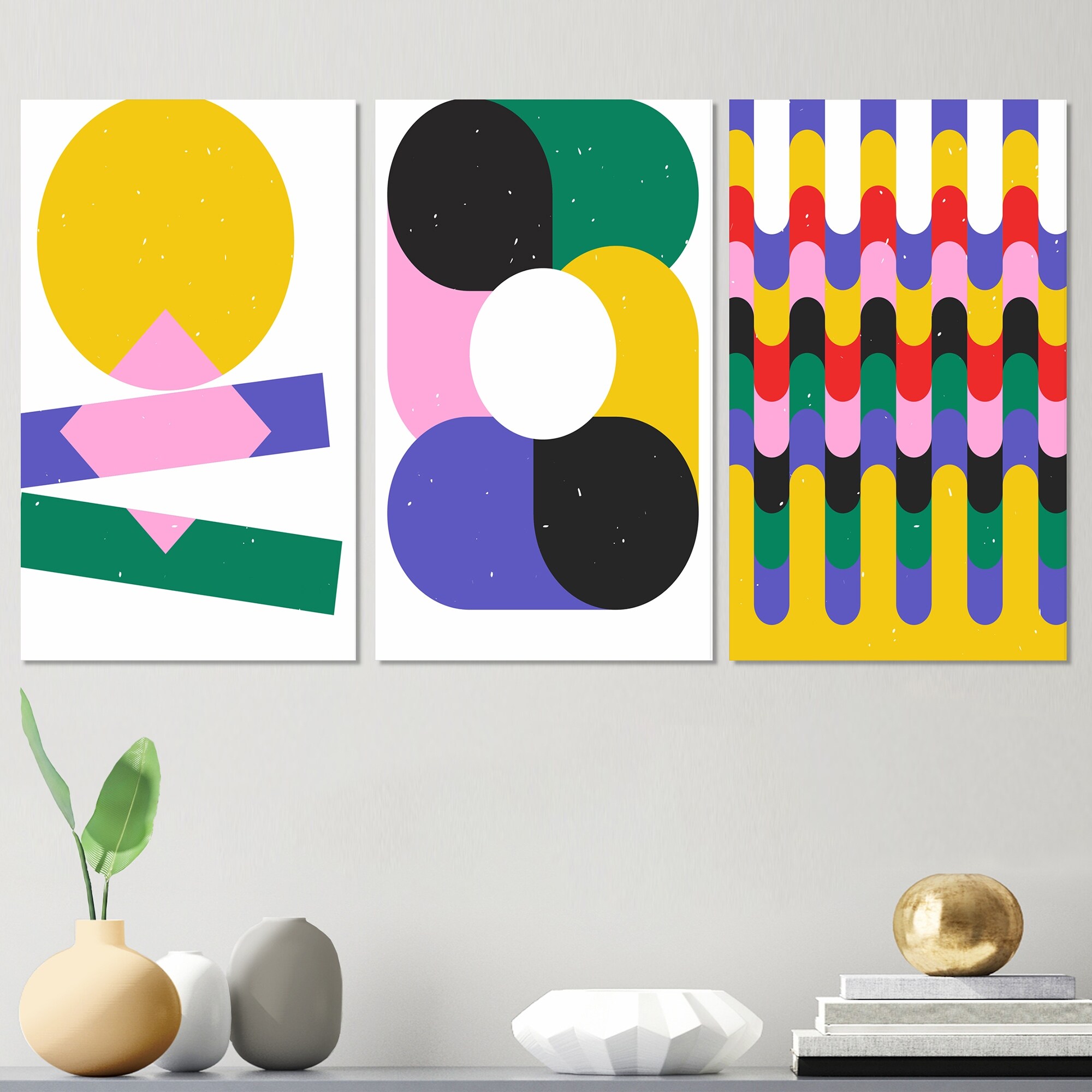 Retro Abstract Minimalist Colorful Geometrics VII - Modern Art Print by Designart-image