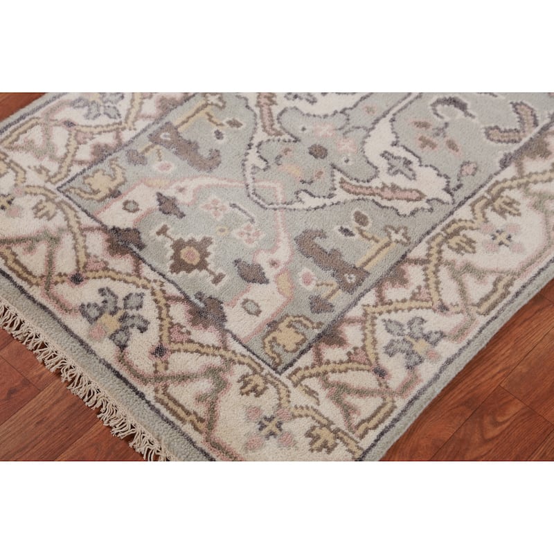 Transitional Oushak Runner Rug Hand-Knotted Wool Carpet - 2'5" x 8'1"