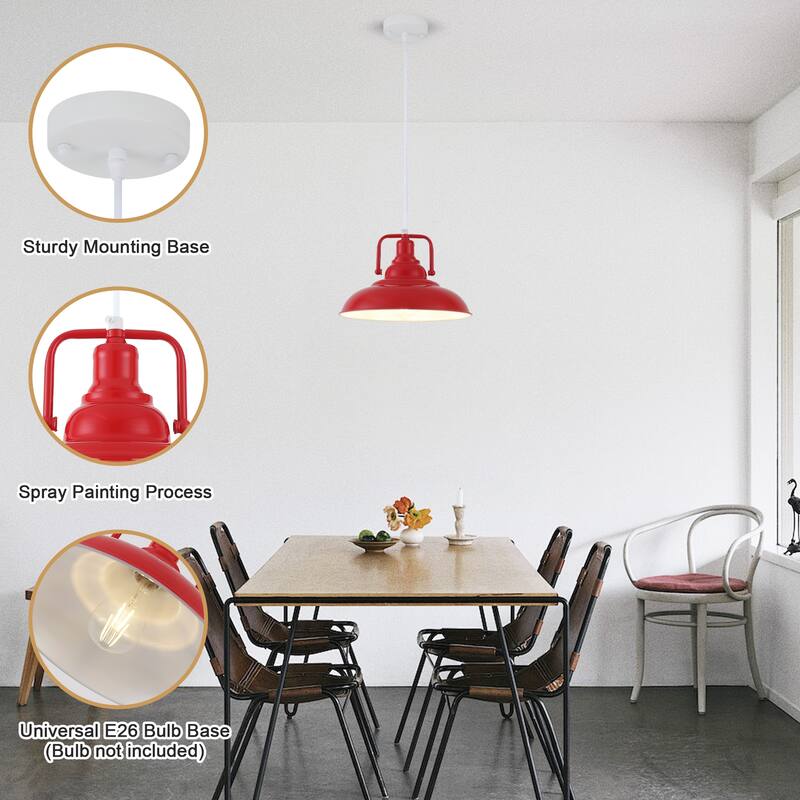 1-Light Rustic Hanging Kitchen Pendant Light Island Ceiling Light with Metal Shade for Dining Room