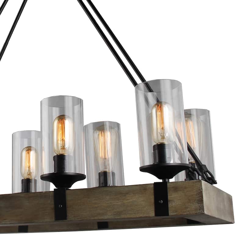 8 Light Candle Style Chandelier in Black Finish and Clear Glass - 26"H x 33"W x 13"D