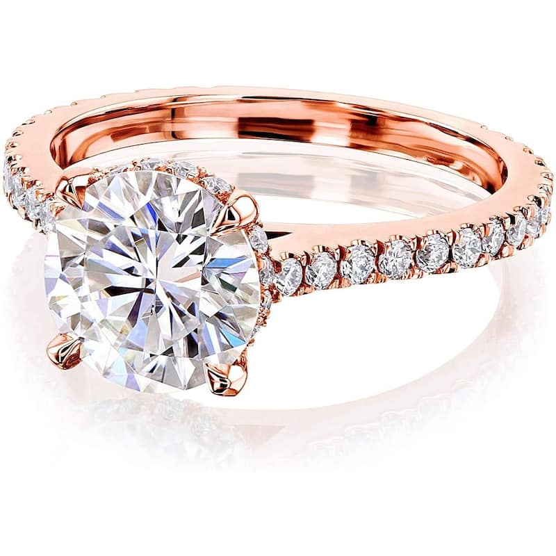 Annello by Kobelli 14K Gold 2ct Round Forever One Moissanite Fancy Hidden Halo (DEF/VS, DEF/VS)