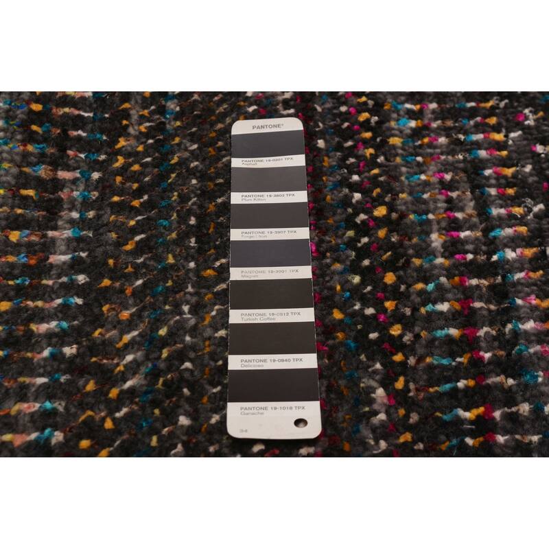 ECARPETGALLERY Hand-knotted Silk Shadow Black Multi Color Rug - 8' 4" x 8' 4"