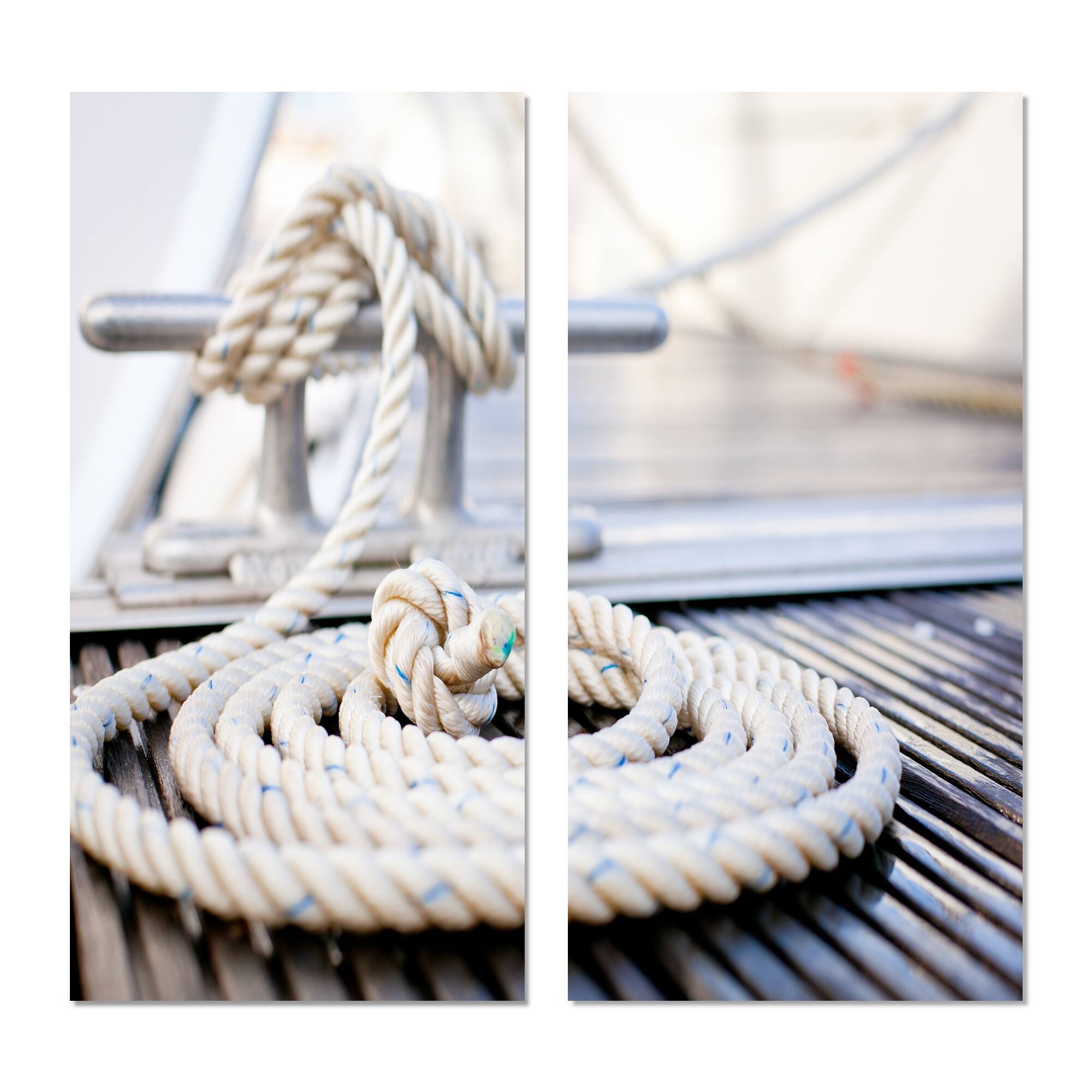 Designart "White Nautical Mooring Rope" Modern Landscape Canvas Wall