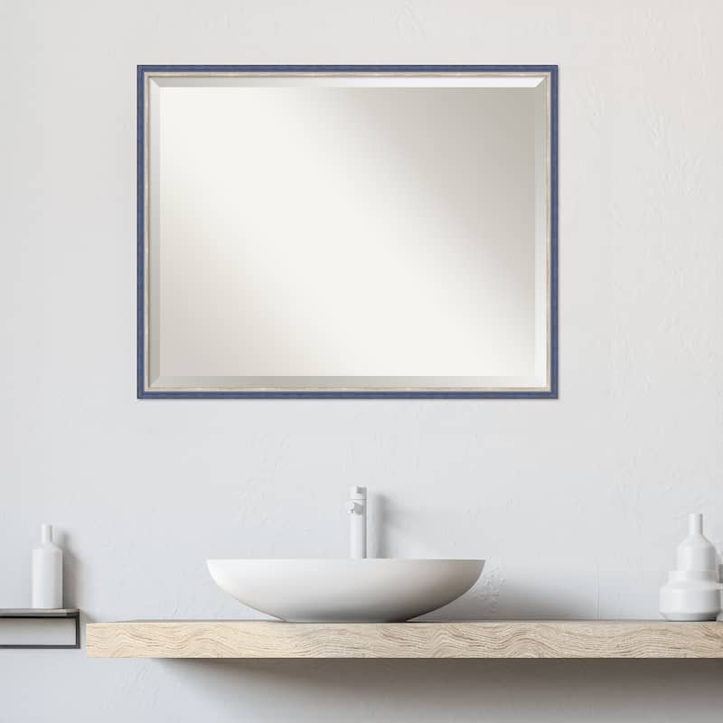 Theo Narrow Beveled Wood Framed Bathroom Vanity Wall Mirror