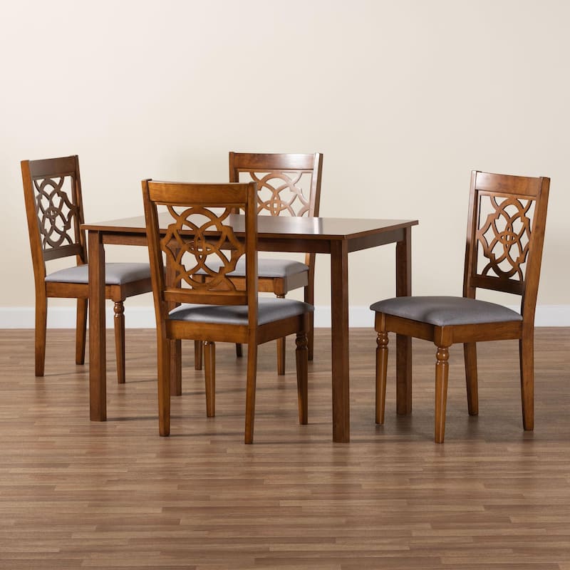 Renaud Modern Grey and Walnut Brown Wood 5-Piece Dining Set
