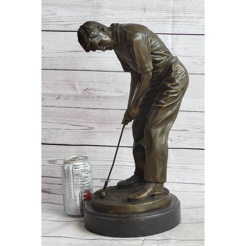 Male Golfer Dad Bronze Metal Sculpture Statue Trophy Signed Original Handmade Art 17 Inches X 9 Inches