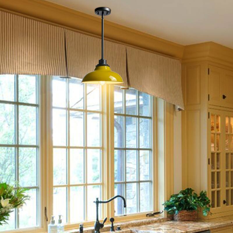 Massa Dome Pendant Light Fixture for Kitchen Island, Modern Metal Hanging Light with Rod